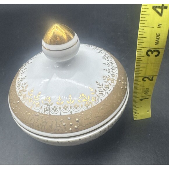 VTG Lefton Vanity Set 1752 White Hand Painted w/ Gold Trim Powder Vases/Bottles - Picture 12 of 12